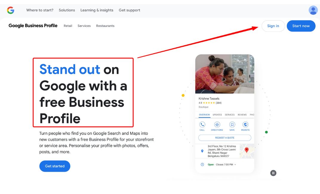 Sign in to GMB for local Dental SEO